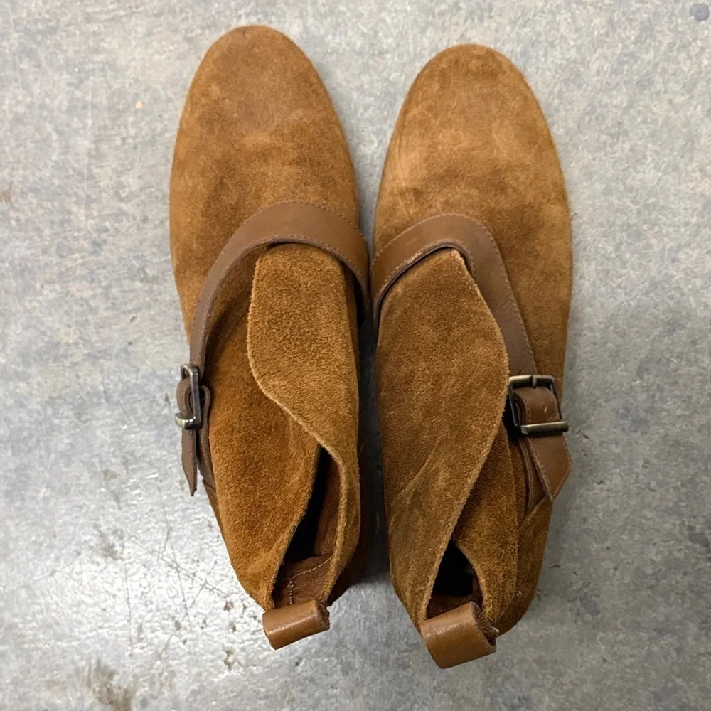 UGG Tan Suede Ankle Boots with Buckle